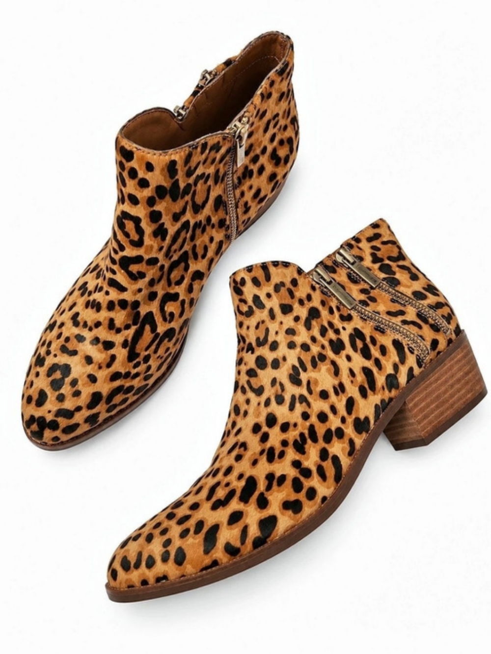 Gianni Bini Size 10 Leopard Print Ankle Boots Pony Fur